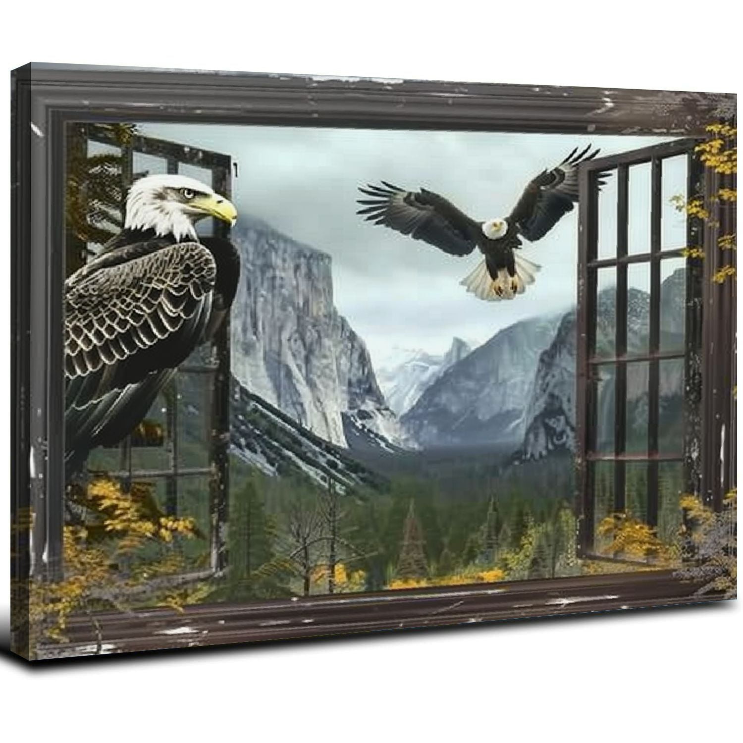 Acheng Western Eagle Wall Decor Rustic Bald Eagles Pictures Wall Art ...