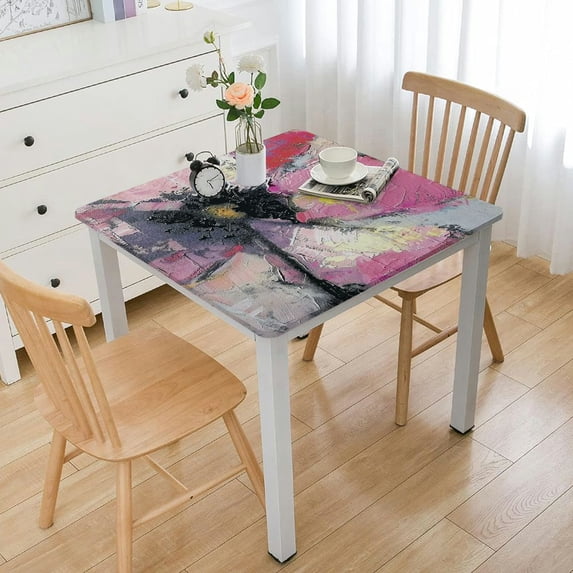 Acheng Woman in Pink Dress Square Tablecloth with Elastic Edge 100% Polyester Fiber 52*52