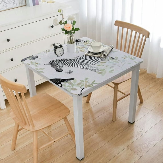 Acheng Zebra Birds Jungle Square Tablecloth Outdoor Picnic Camping and Indoor Kitchen Dining Party 100% Polyester Fiber 52*52