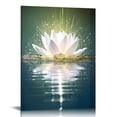 thumbnail image 1 of Acheng Zen Canvas Wall Art White Lotus Flower Bloom in Water Picture Prints Wall Decor Framed Grey Painting for Yoga Spa Meditation Spiritual Room Decor  Zen Artwork 16x20 in, 1 of 5