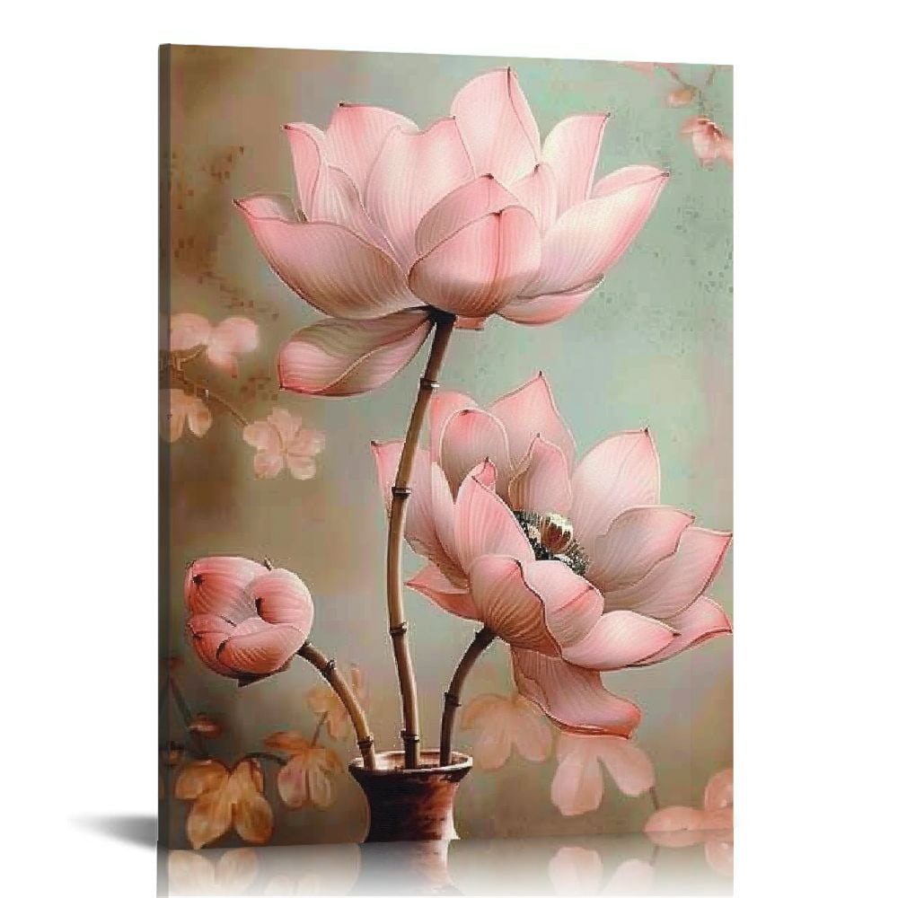 Acheng Zen Decor Wall Art Pink Lotus Flower Faith Pictures Wall Decor ...