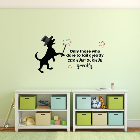 Achieve Great Dog Magic Life Quote Cartoon Quotes Decors Wall Sticker Art Design Decal for Girls Boys Kids Room Bedroom Nursery Kindergarten Home Decor Stickers Wall Art Vinyl Decoration (20x40 inch)