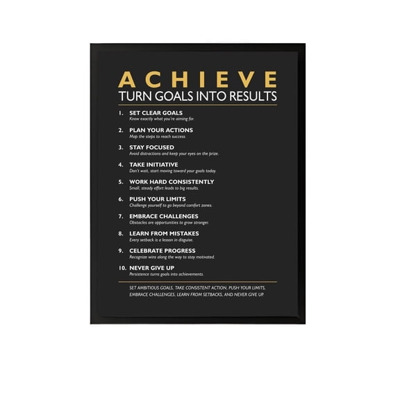 Achieve Motivation Poster SMART Goals Guide for Home Office Study Room Personal Development Focus Wall Decor