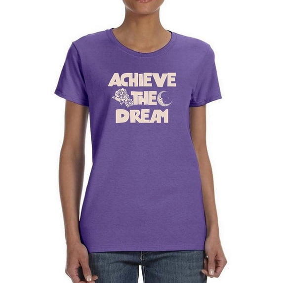 Achieve The Dream Lettering Shaped T-Shirt Women -Image by Shutterstock, Female XX-Large