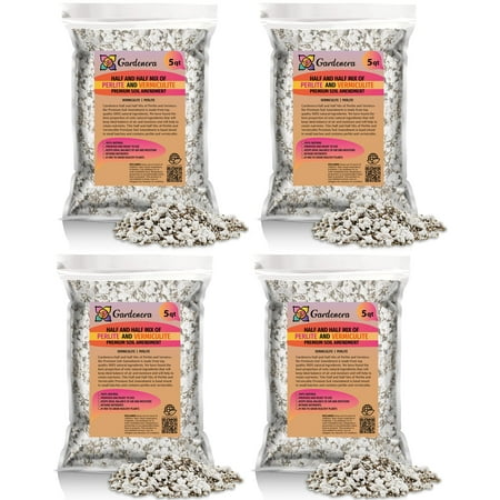 Achieve Ultimate Moisture Balance with Gardenera Perlite Vermiculite Blend - 20 QUART - Perfect for Propagation and Moisture Control (4 Bags of 5 Quart)
