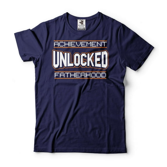 Achievement Unlocked Fatherhood Shirt Fathers Day Gift Tee Dad Shirt Father Gifts Fatherhood Shirt (3X-Large Navy Blue)