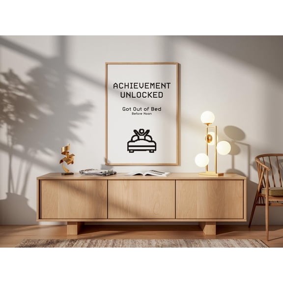 Achievement Unlocked Poster – Minimalist Gamer Wall Art, Nerd Game Room Decor, Poster Only