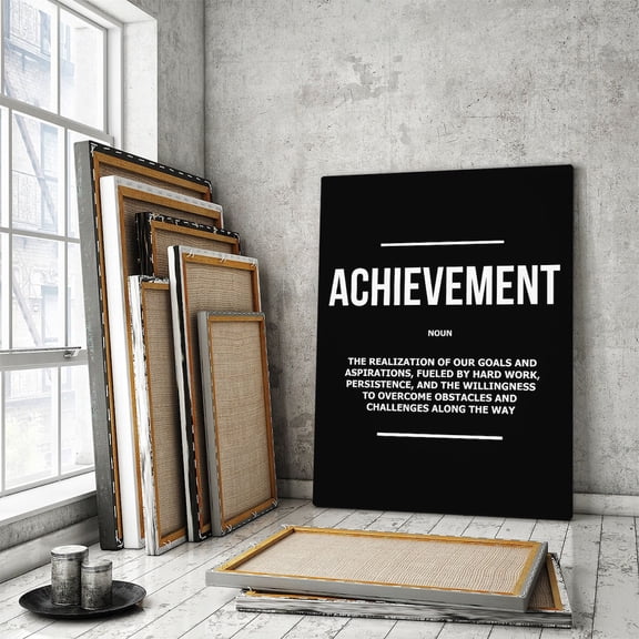 Achievement Wall Art, Hard Work Success Poster Achieve Goal Poster, Persistence Sign Aspiration Quote, Motivational Poster, Victory Art Home Decor, 16x24 UNFRAMED