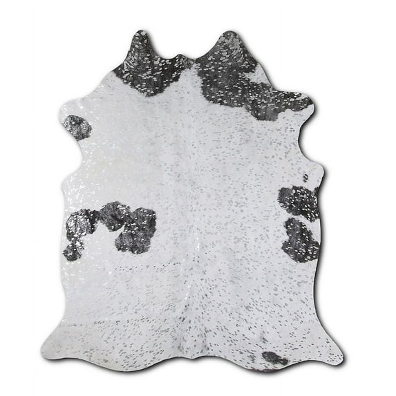 Achievement cowhide rugs for sale SILVER METALLIC ON BLACK AND WHITE rug