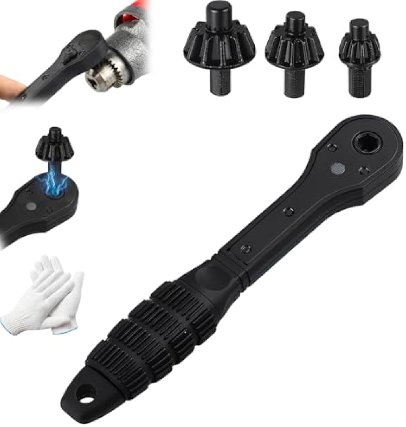 2-in-1 Drill Chuck Ratchet Wrench Set - 2 Ratchet Spanners With 3 Gears For Power Tools