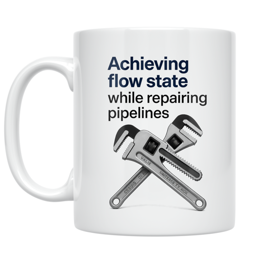 Achieving Flow State While Repairing Pipelines - Plumbing Professional - 11 oz Ceramic Coffee Mug