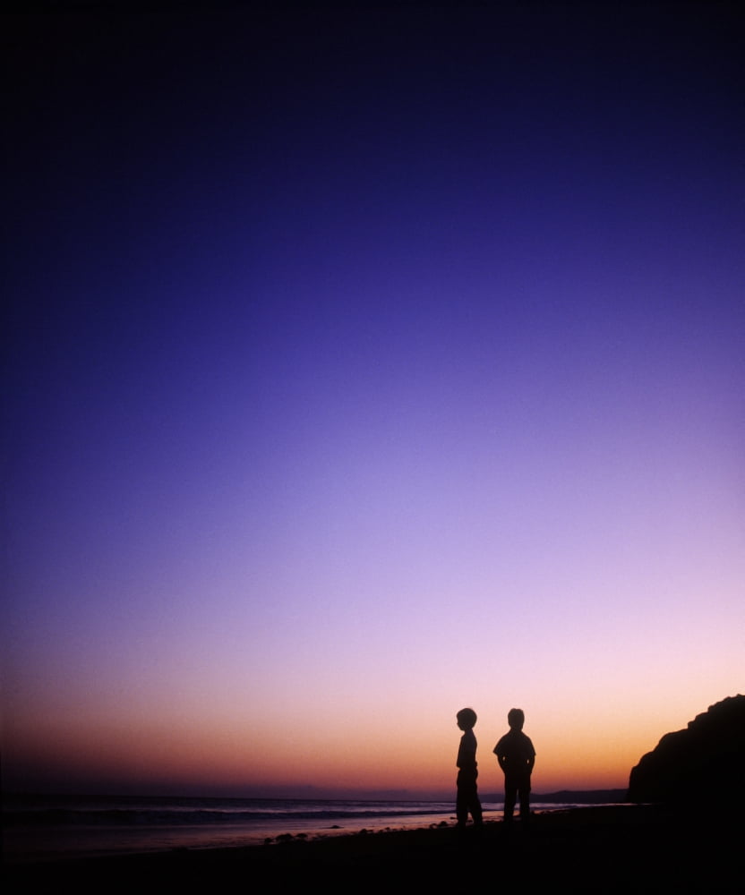 Achill Island Co Mayo Ireland Silhouette Of Children Standing On The Beach Near The Atlantic Canvas Art - The Irish Image Collection Design Pics (26 x 30)