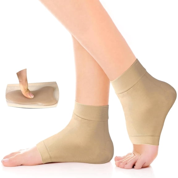 Achilles Heel Sleeve Achilles Tendon Heel Protector Socks, Gel Padded Sleeve for Bursitis, Haglunds Bump, Tendonitis and Dry Cracked - 1 Pair