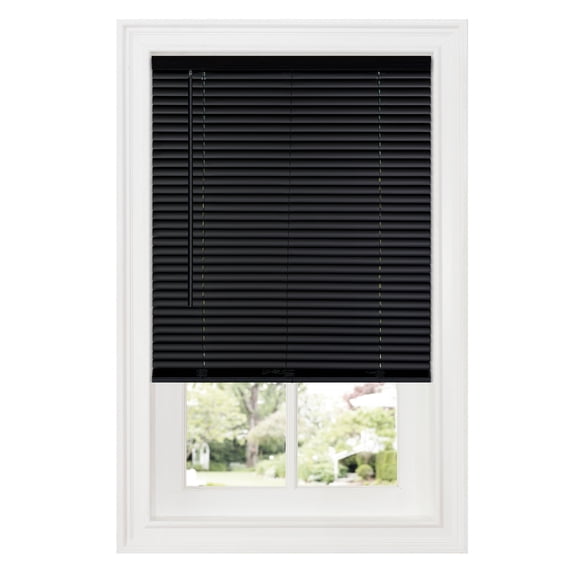Achim 1" Cordless Deluxe Sundown Indoor Vinyl Room Darkening Mini Blinds, Black, 39" x 64"
