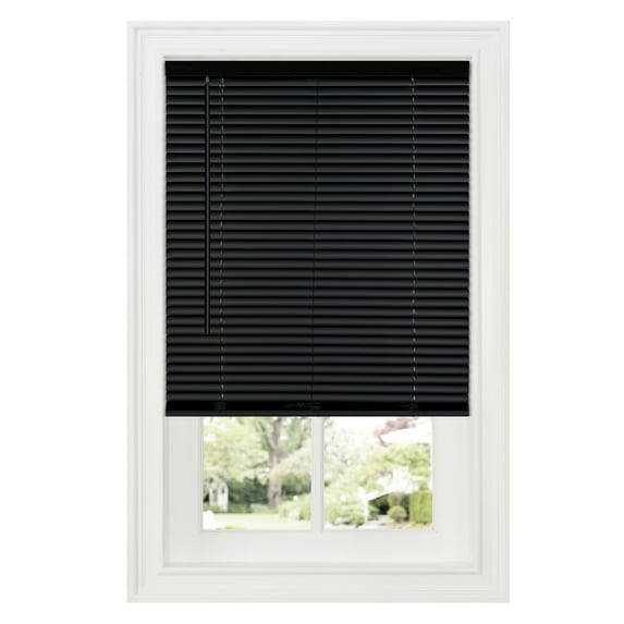 Achim 1" GII Deluxe Sundown Indoor Cordless Black Vinyl Room Darkening Mini Blind, 36" W x 64" L