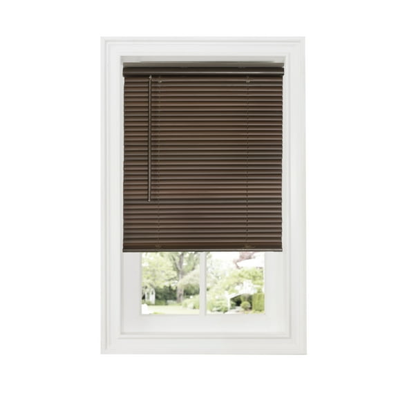 Achim 1" GII Deluxe Sundown Indoor Cordless Mahogany Vinyl Room Darkening Window Mini Blind, 35" W x 64" L