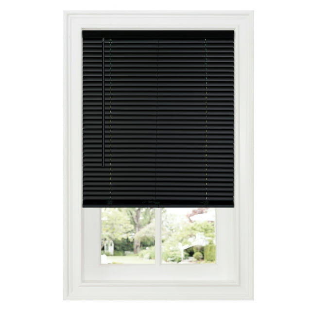 Achim 1 in Cordless Vinyl Mini Window Blind, Black, 43 in x 6 in