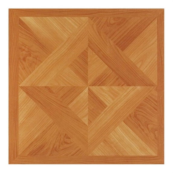 Achim 12"x12" 1.2mm Peel & Stick Vinyl Floor Tiles 45 Tiles/45 Sq. ft. Classic Light Oak Diamond Parquet