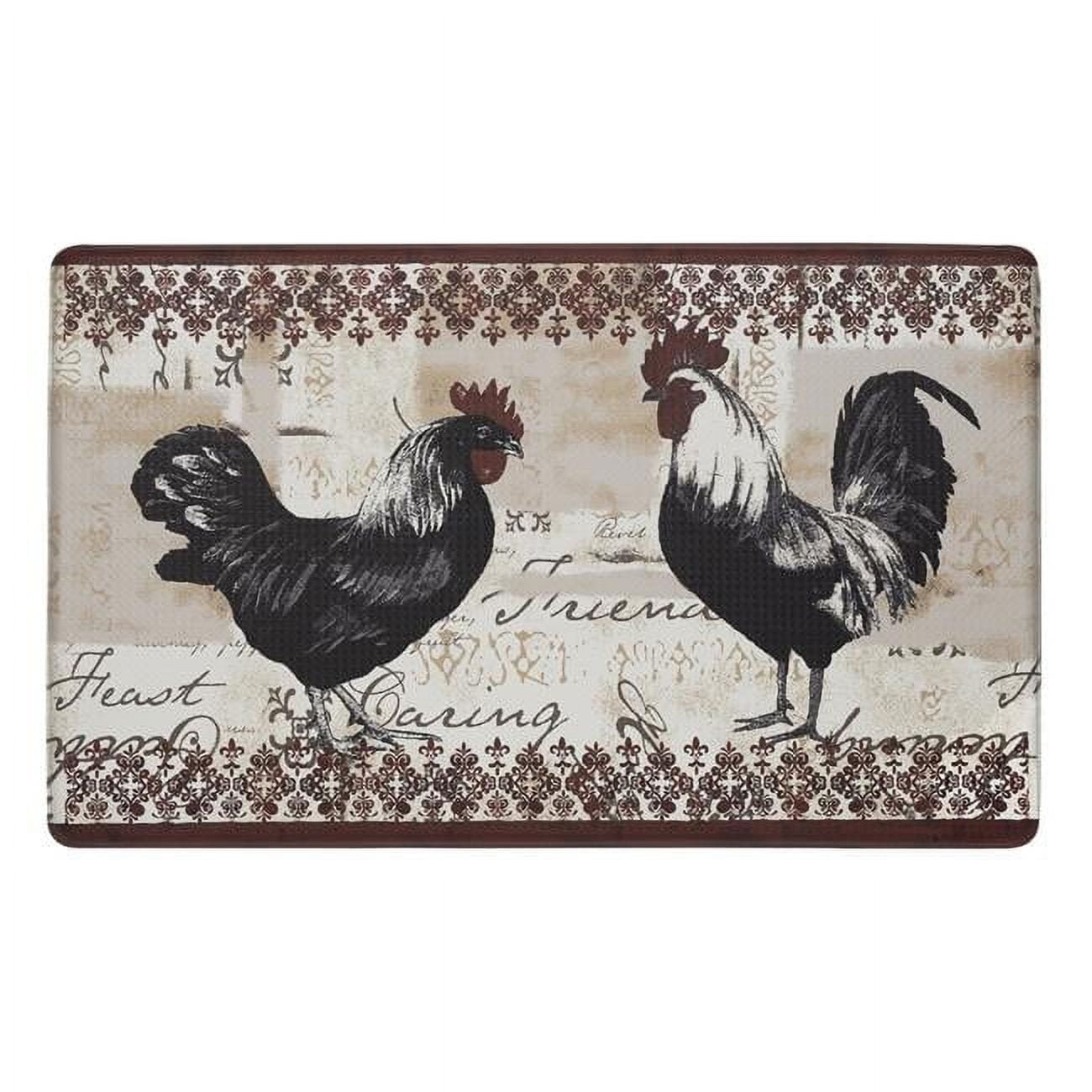 Rooster Design Beige and Brown Memory Foam Anti-Fatigue Kitchen Mat