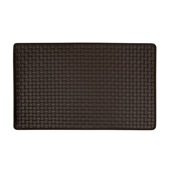 Achim Woven-Embossed Faux-Leather Anti-Fatigue Mat - 18in x 30in - Black