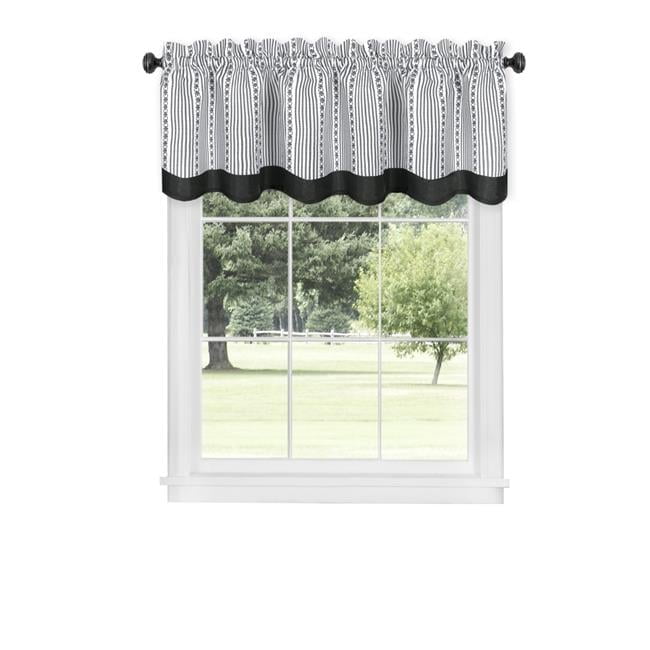 Black and White Scalloped Rod Pocket Valance