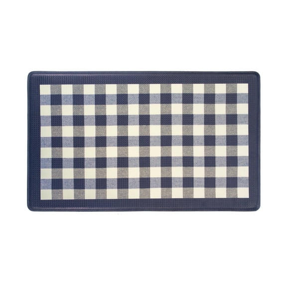 Achim Anti-Fatigue Kitchen Buffalo Check Rectangle Anti Fatigue Mat, Navy, 18x30, 1 Piece
