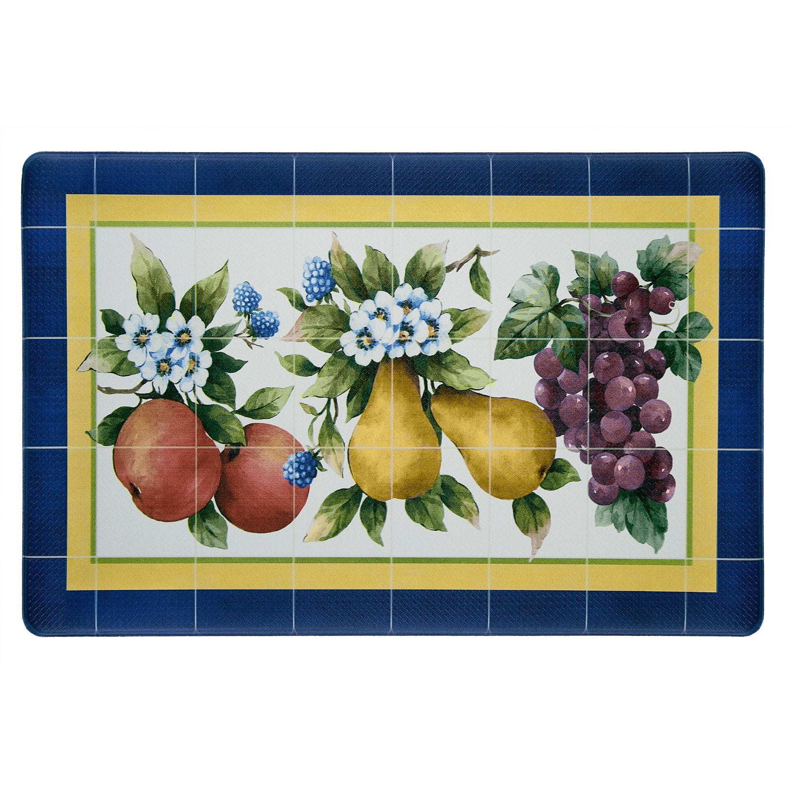 Multi-Color PVC Anti-Fatigue Kitchen Mat with Fruity Tiles Design