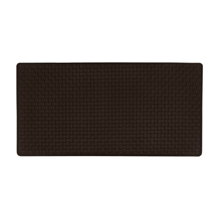 Achim Anti-Fatigue Mat, Woven Embossed Faux Leather Kitchen Solid Rectangle, Black, 20" x 39"