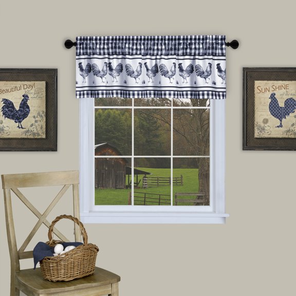 Achim Barnyard Window Curtain Valance, 58 x 14, Navy