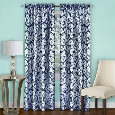 Achim Batik Window Curtain Panel, 52 x 63, Navy