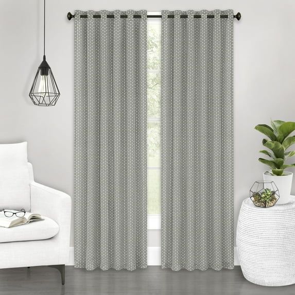 Achim Bedford Front Tab Light Filtering Curtain Panel, Grey, 42" x 84"