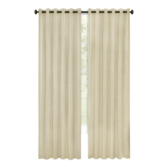 Achim Bedford Front Tab Light Filtering Curtain Panel, Tan, 42" x 63"
