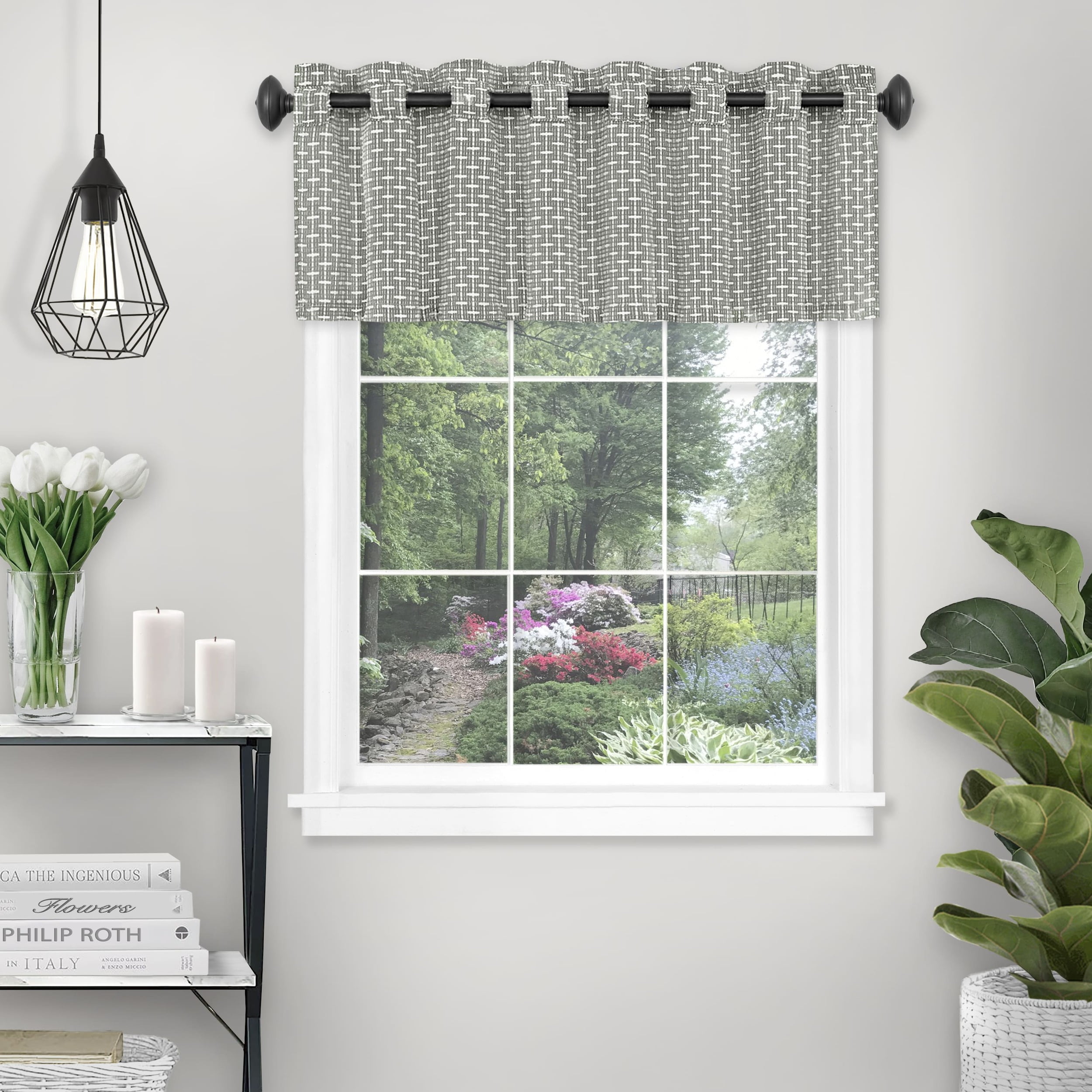 Gray Textured Light Filtering Rod Pocket Valance, 58" x 13"