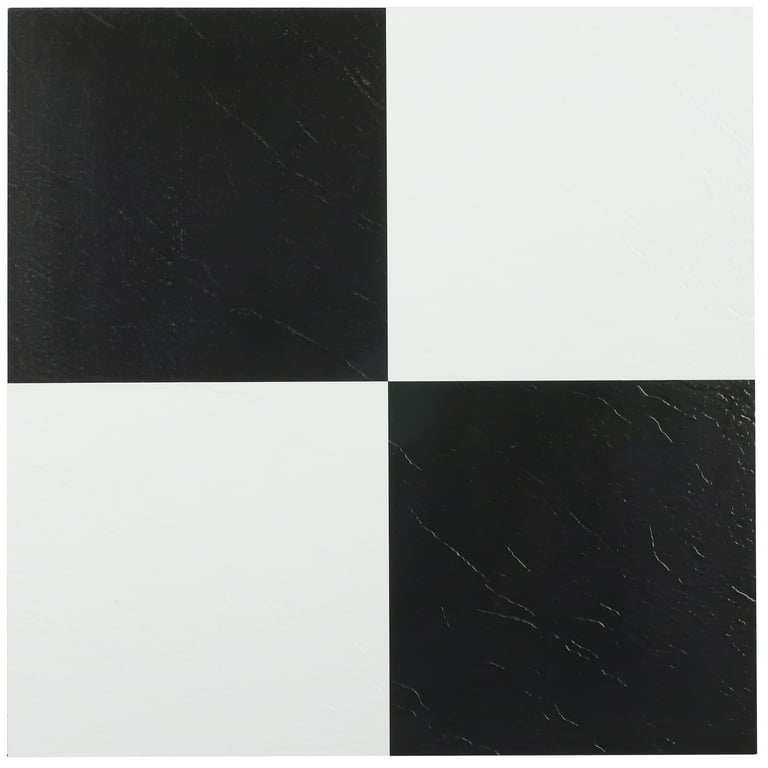 Achim Nexus Self Adhesive Vinyl Floor Tile - 20 Tiles/20 Sq. ft., 12x12, Black & White Achim Nexus Self Adhesive Vinyl Floor Tile - 20 Tiles/20 Sq. ft., 12x12, Black & White