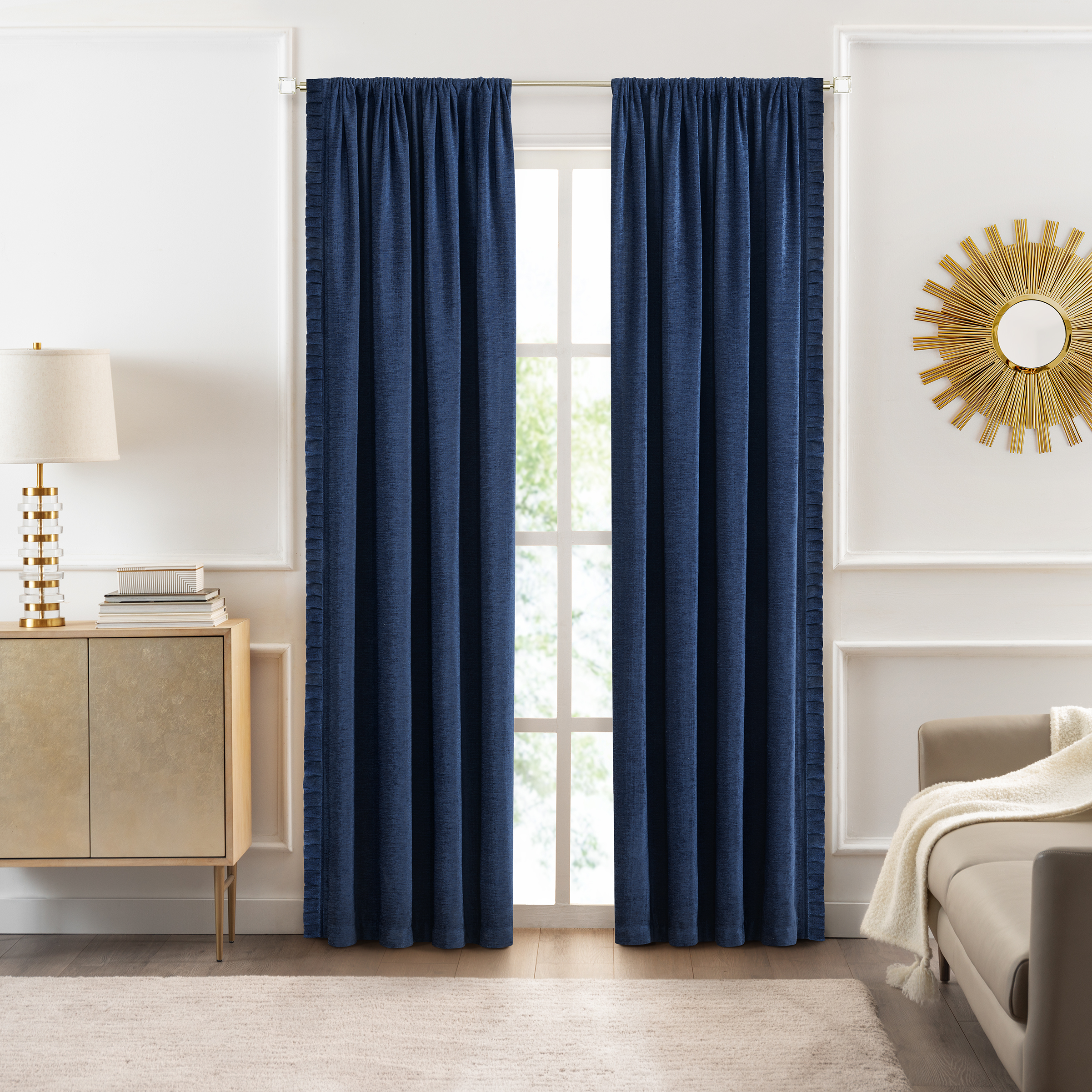Achim Bordeaux Indoor Polyester Light Filtering Solid Curtain Panel, Navy, 52-in W x 63-in L - image 1 of 7