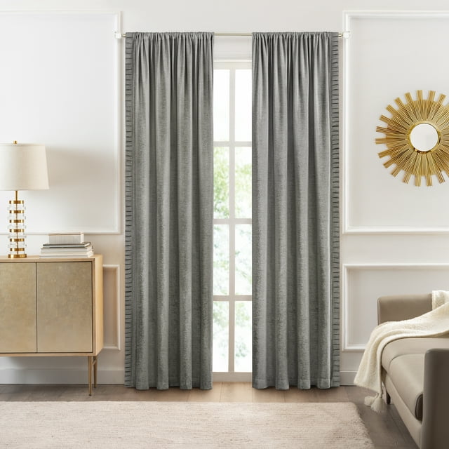 Achim Bordeaux Indoor Polyester Light Filtering Solid Curtain Panel, Silver, 52-in W x 63-in L