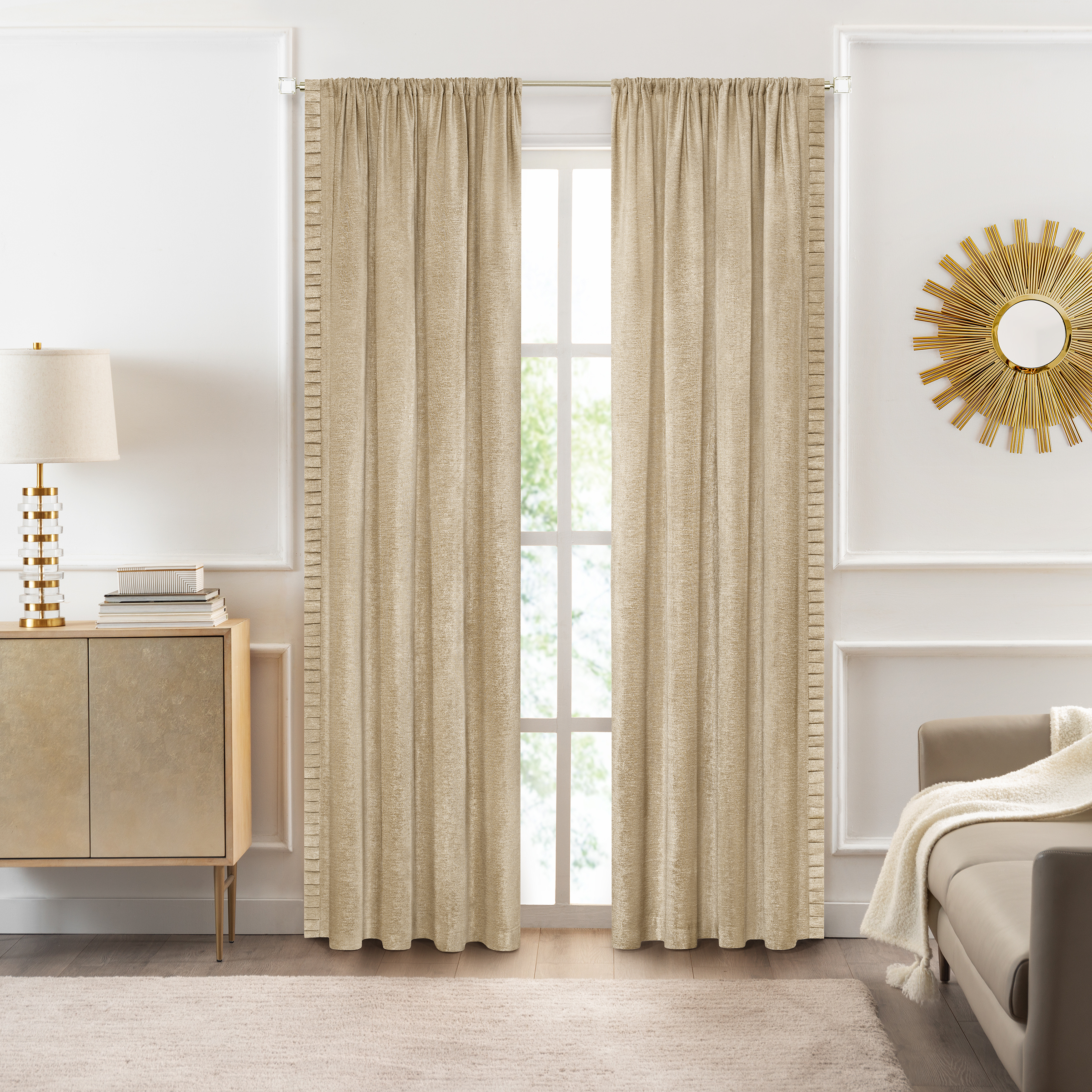 Achim Bordeaux Indoor Polyester Light Filtering Solid Curtain Panel, Tan, 52-in W x 63-in L - image 1 of 7