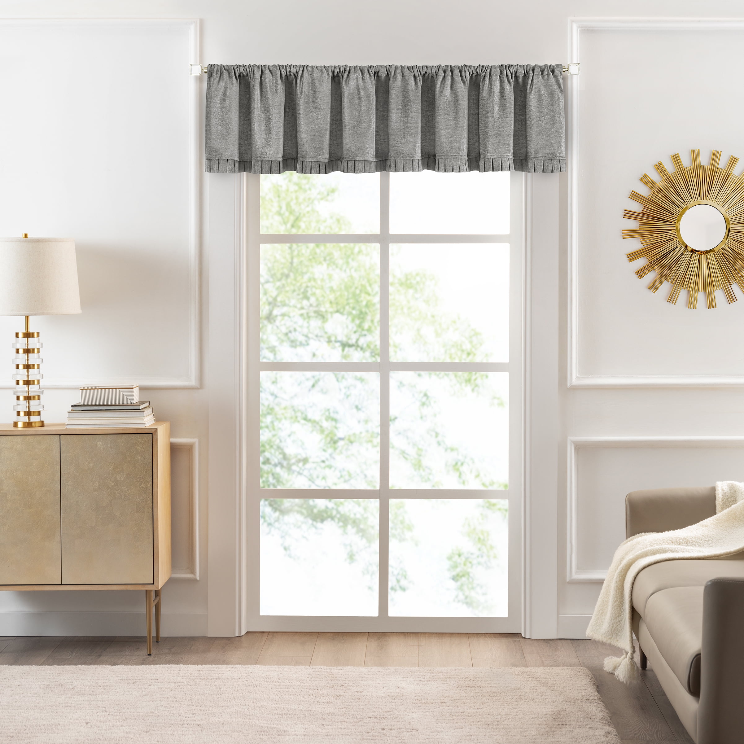 Silver Chenille Rod Pocket Window Valance, 52'' W x 14'' L