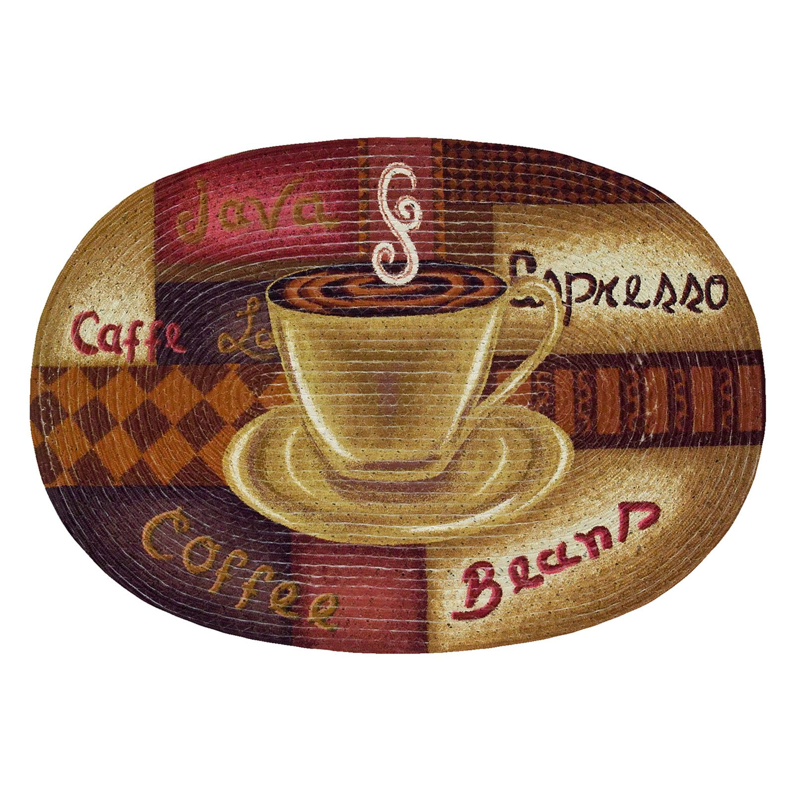 Achim Braided Waterproof Kitchen Rug, Coffee Java