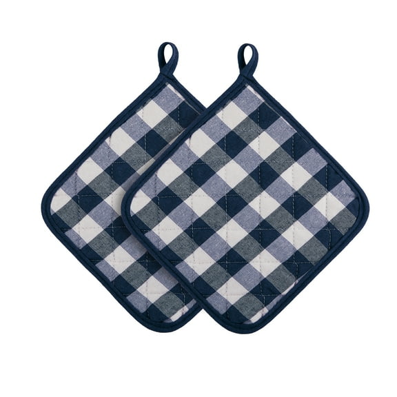 Achim Buffalo Check Polyester/Cotton Pot Holder - Navy - Set of Two