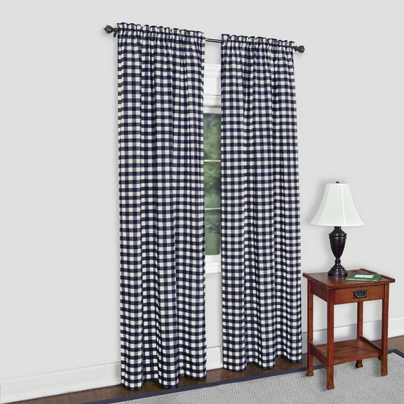 Achim Buffalo Check Window Curtain Panel, 42 x 84, Navy
