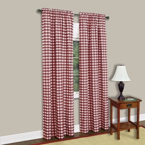 Achim Buffalo Check Window Curtain Panel - 42x95 - Burgundy