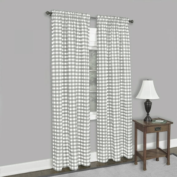 Achim Buffalo Check Window Curtain Panel - 42x95 - Grey