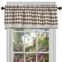 Achim Buffalo Check Window Curtain Valance, 58 x 14, Taupe