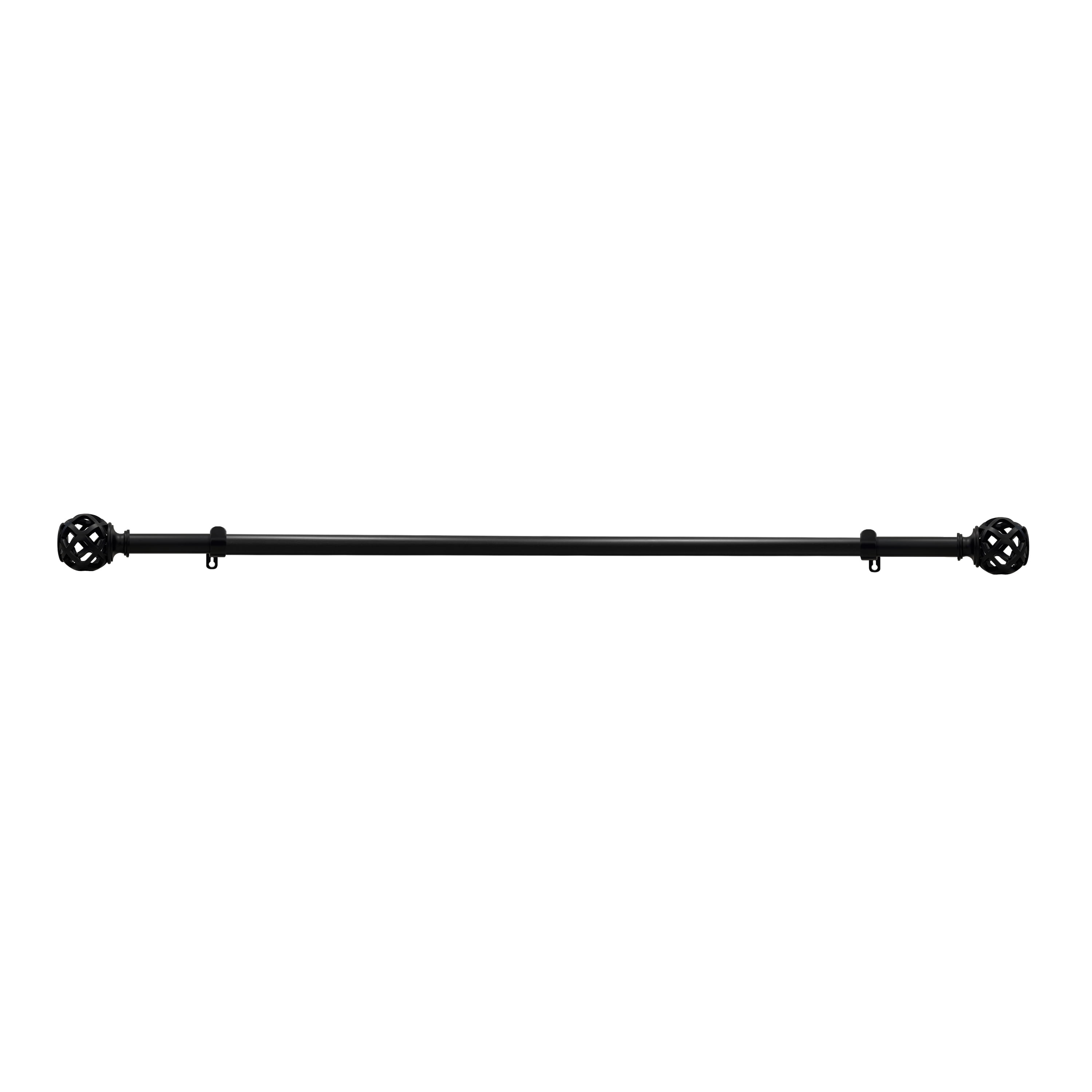 Buono Black Metal Adjustable Curtain Rod with Finial