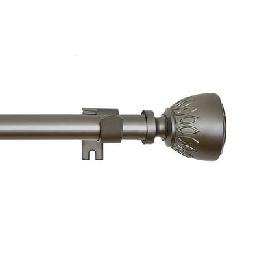 Achim Buono II Katherine 66" - 120" PVC Finials/Metal Rod 3/4" Modern Single Curtain Rod, Dark Nickel