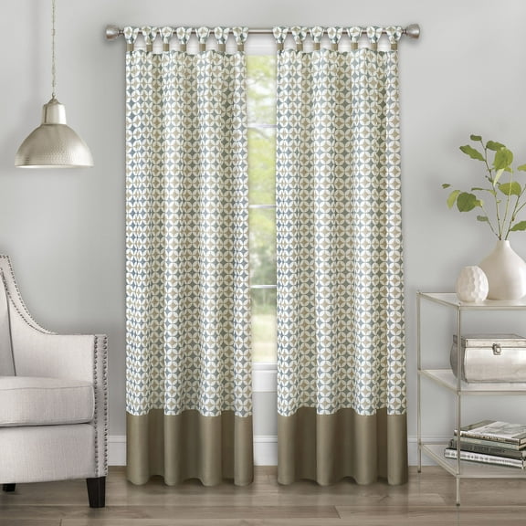 Achim Callie Cuff Tab Top Window Curtain Panel - 52x63 - Taupe/Silver
