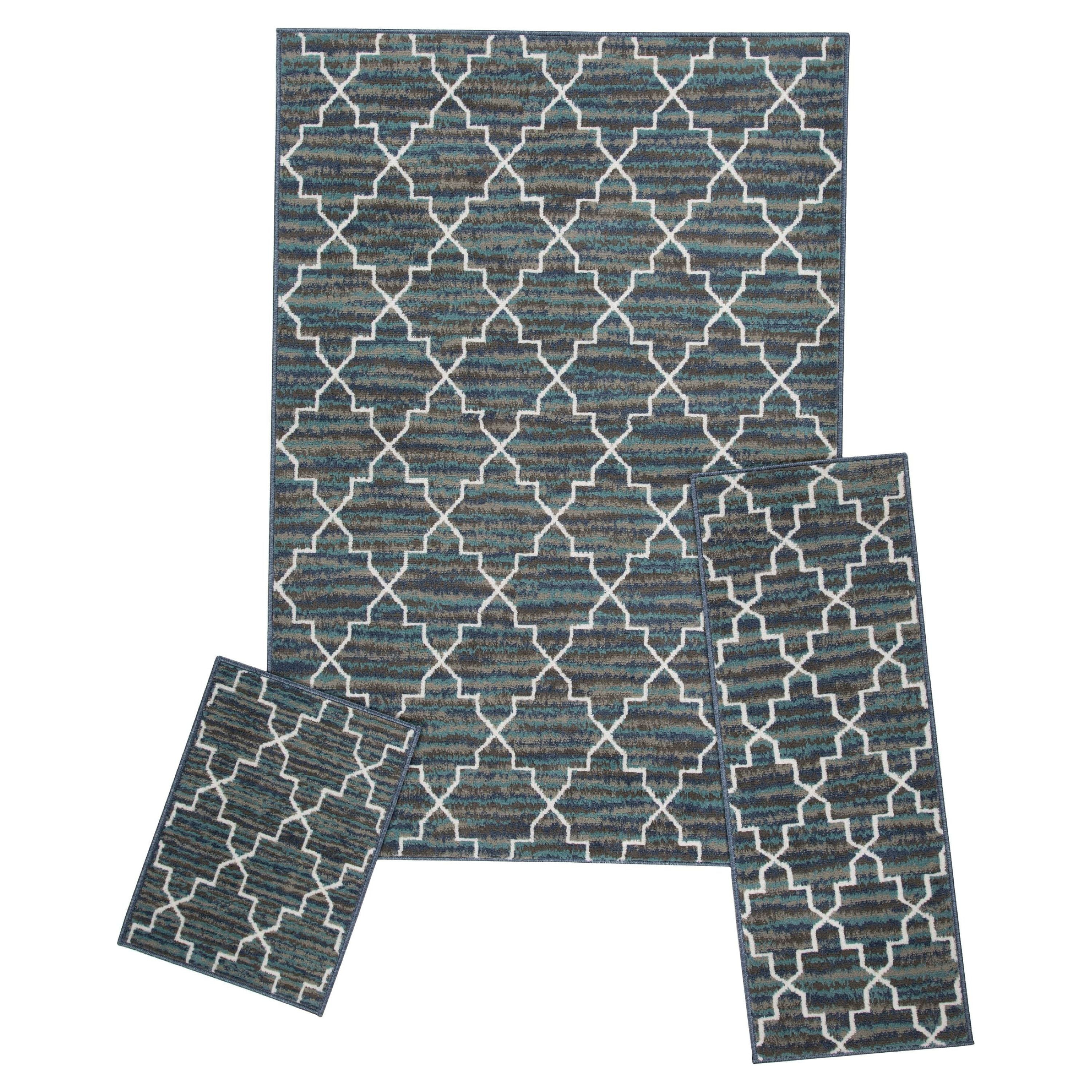 Achim Capri 3 Piece Rug Set Great For Living Room, Bedroom , Office, Entryway, Dining Room ...