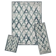 Achim Capri 3 Piece Rug Set, Rizzy Blue, 5' x 7' Area Rug, 22" x 59" Runner, 22" x 31" Mat