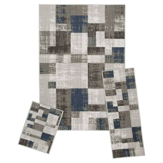 Achim Capri 3 Piece Rug Set, Soliel, 5' x 7' Area Rug, 22" x 59" Runner, 22" x 31" Mat
